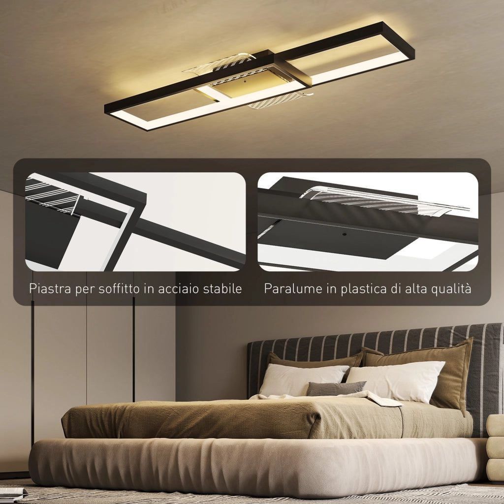 Lampada LED Soffitto Dimmerabile Telecomando ¨C zephmum ¨C Nero 70x30 cm