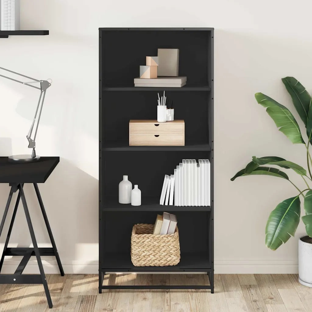 Libreria Nera 60x35x139 cm in Truciolato 3300840
