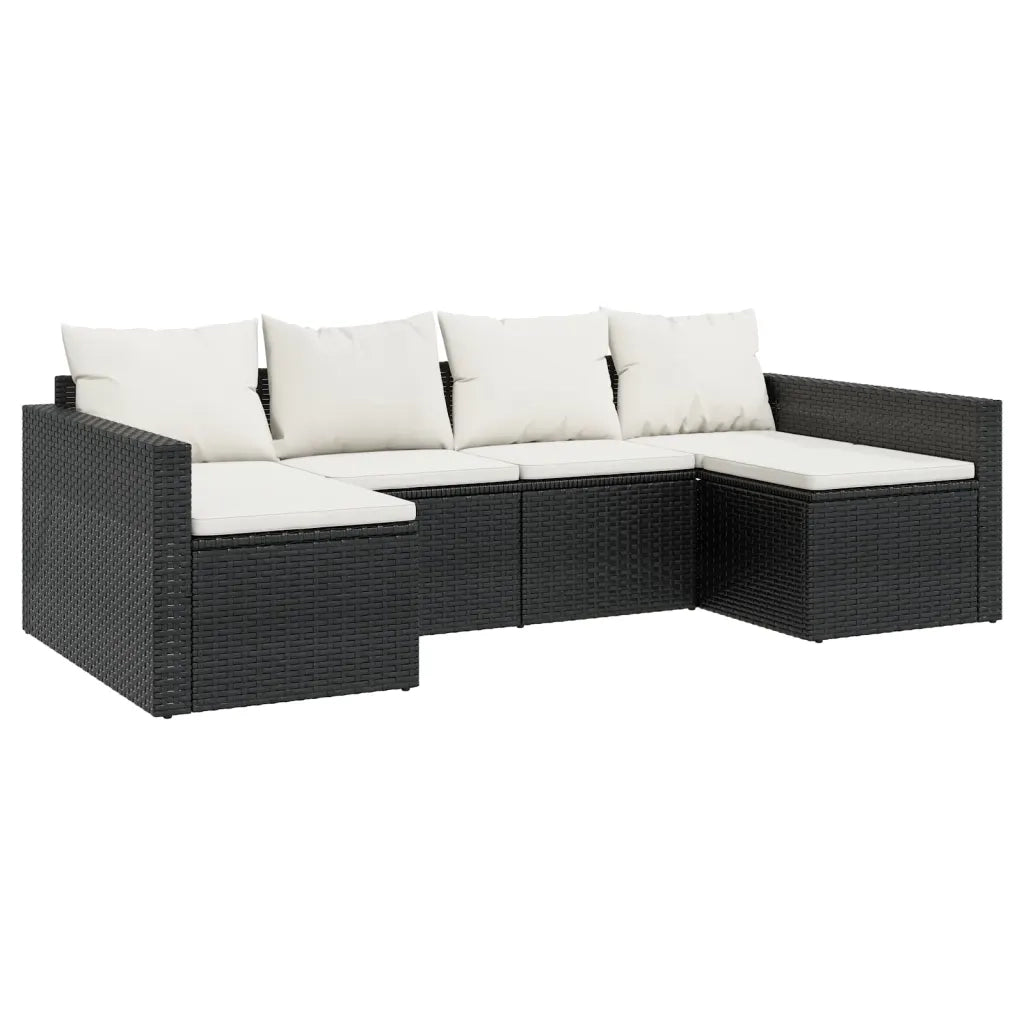 Set da Giardino 2 pz | Set Salotto da Giardino con Cuscini Nero in Polyrattan