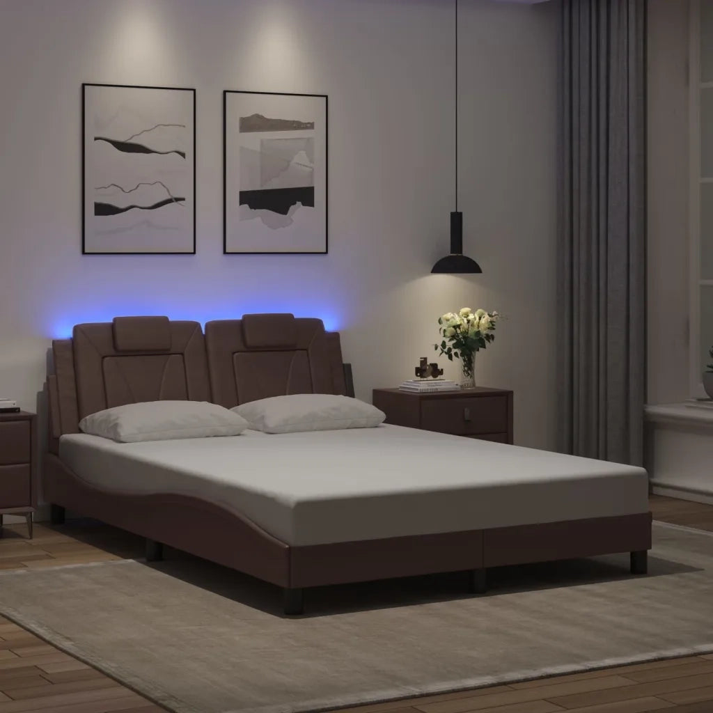 Giroletto Viana con LED senza Materasso Marrone 140x190 cm