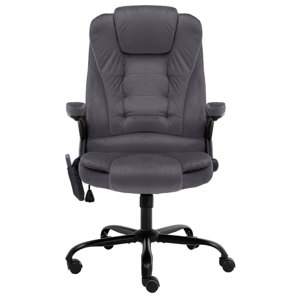 Sedia da Ufficio | Sedia da Gaming Massaggiante Grigio Scuro in Velluto