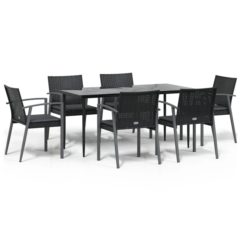 Set Pranzo da Giardino 7 pz con Cuscini in Polyrattan e Acciaio 3186980