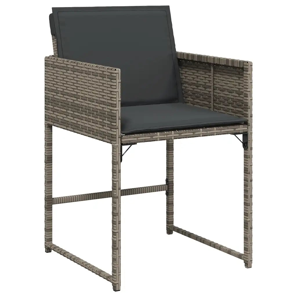 Set da Pranzo da Giardino 11pz con Cuscini in Polyrattan Grigio 3278095