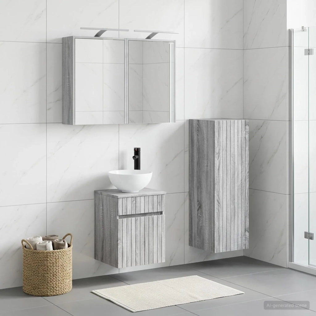 Set di mobili per il bagno 4 pz Sonoma grigio 3407468