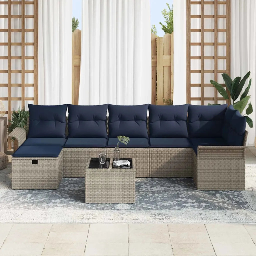 Set Divano da Giardino con cuscino 8 pcs Grigio Poly Rattan 3360246