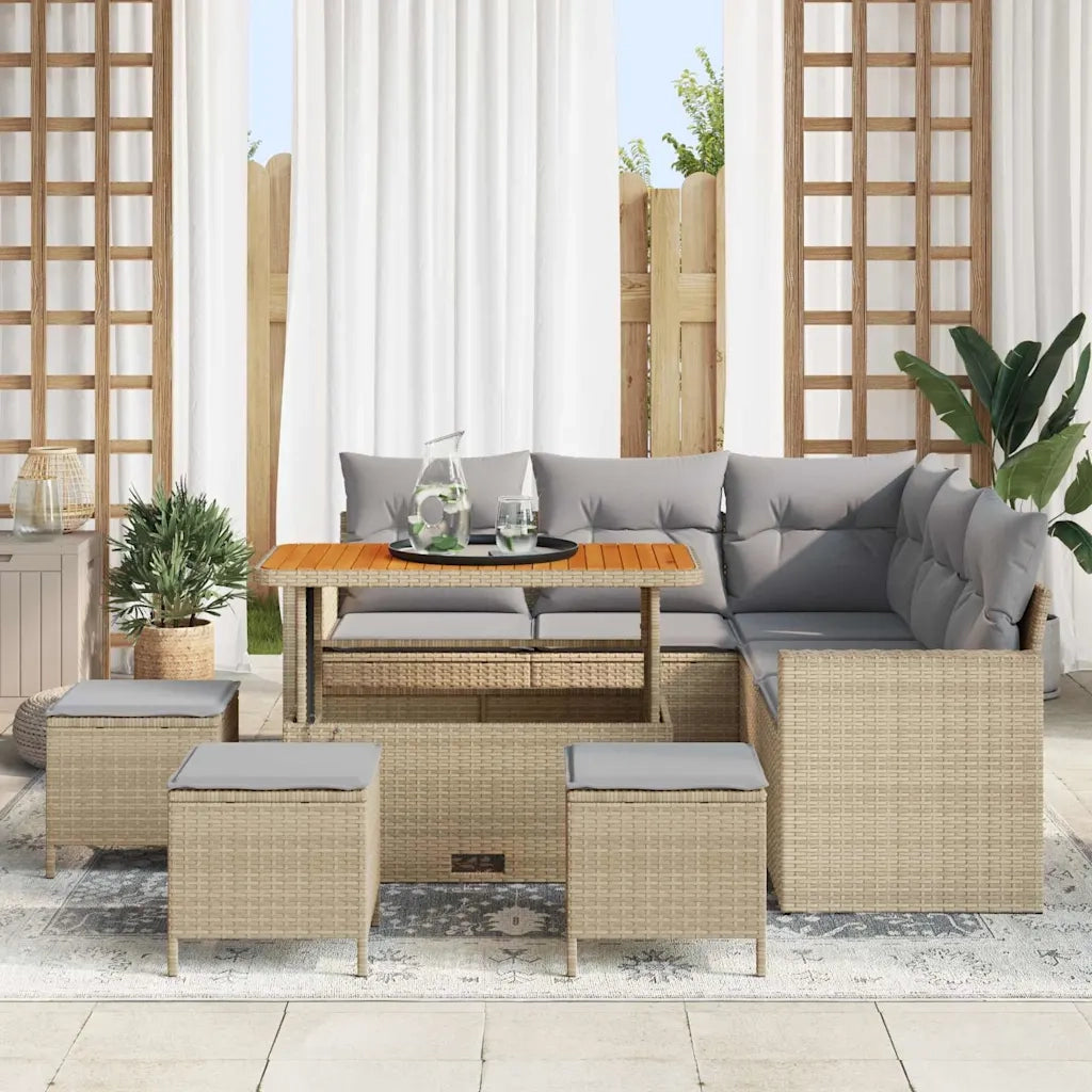 Set Divano da Giardino 9 pcs Beige polyrattan 3361622