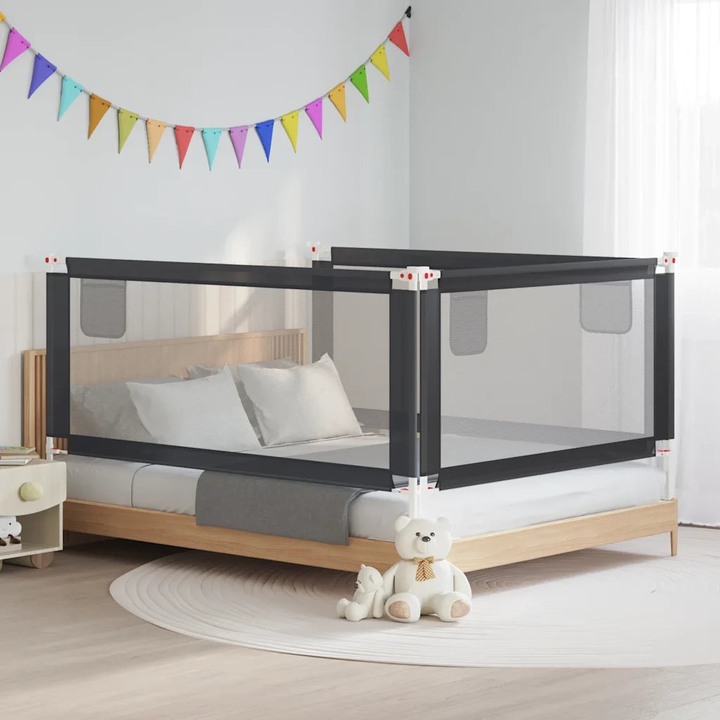 Sponda Letto Sicurezza Bambini Grigio Scuro 190x25 cm Tessuto 10232