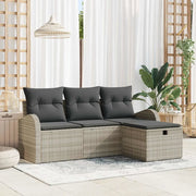 Set Divano da Giardino 4 pcs Grigio chiaro Poly Rattan