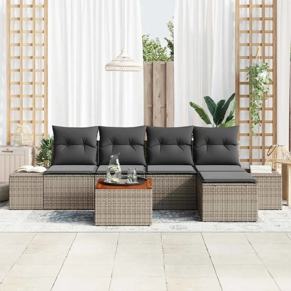 Set Divano da Giardino 6 pcs Grigio polyrattan