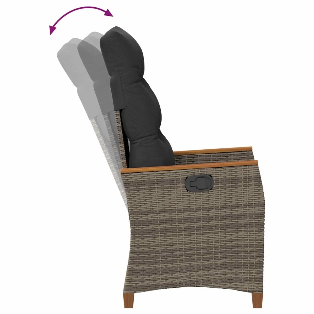 Sedia da giardino reclinabile Grigio e Grigio Scuro polyrattan 42026860