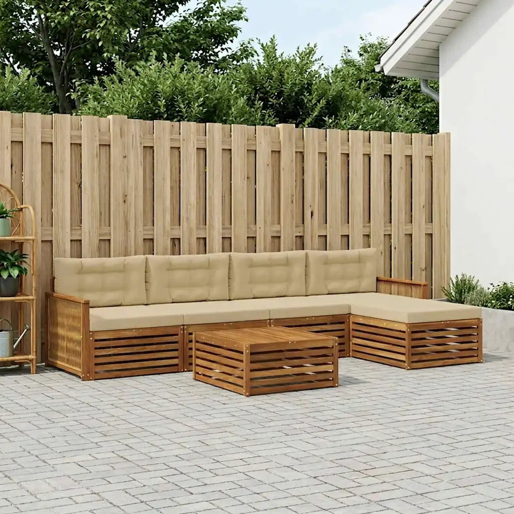 Set di divani da esterno con cuscino 6 pcs Naturale e Beige 3383271