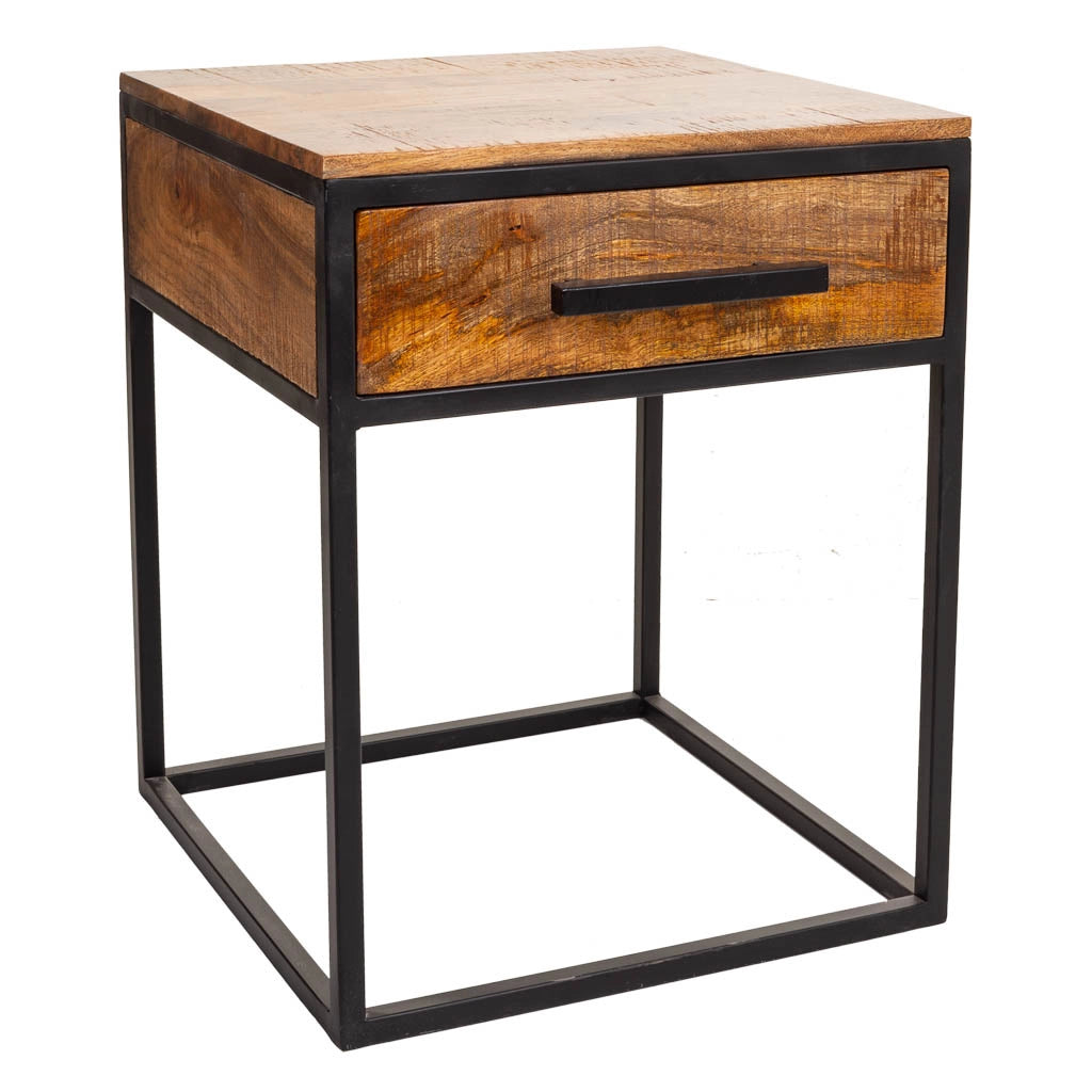 Comodino in legno e metallo marrone 61x61x57