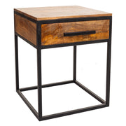 Comodino in legno e metallo marrone 61x61x57