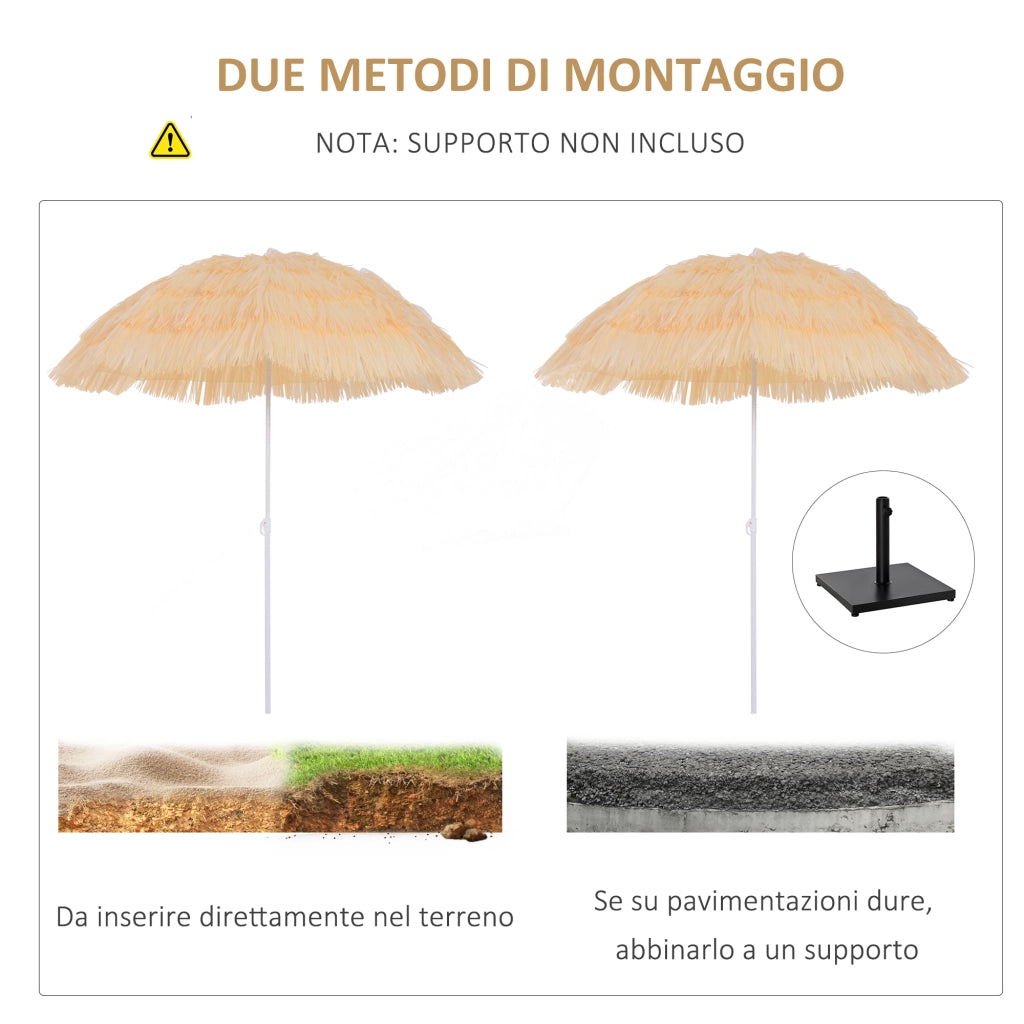 Ombrellone da Spiaggia Inclinabile ¨C Xylo ¨C Poliestere Beige 1.6x2m