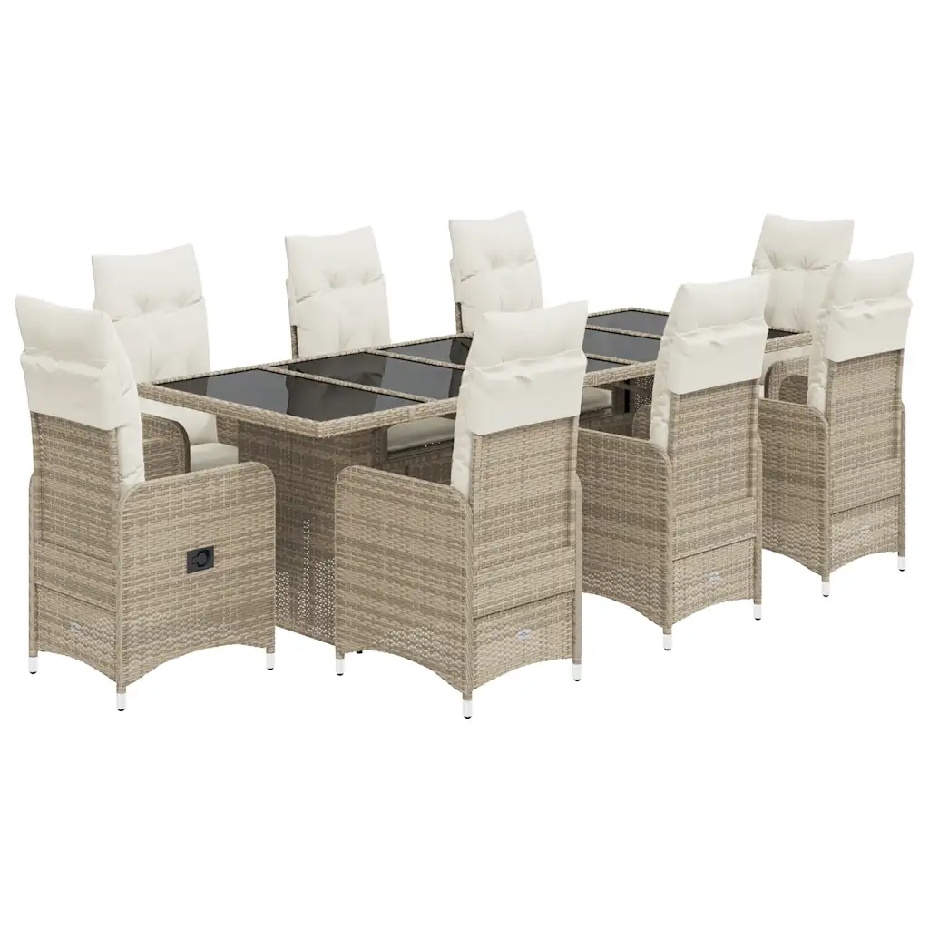 Set da Bistrò da Giardino 9 pz con Cuscini Beige in Polyrattan 3277286