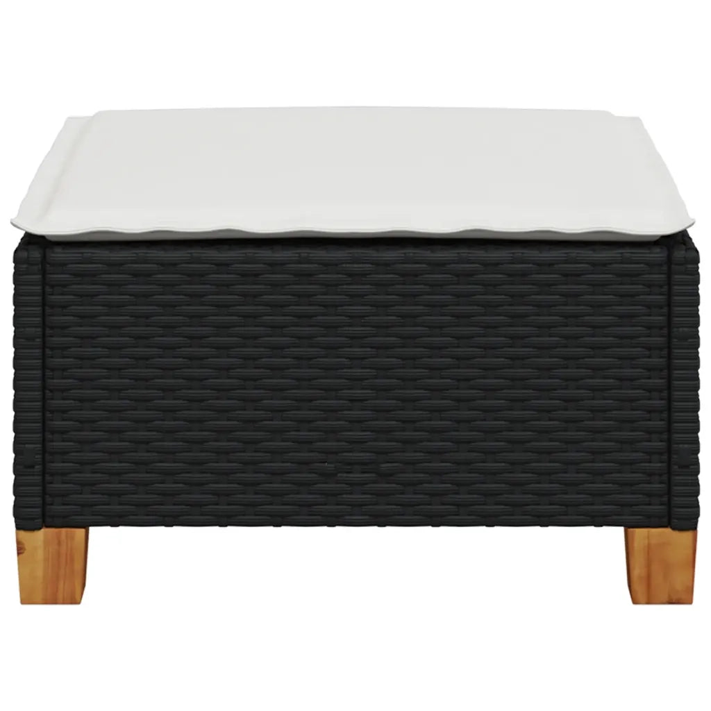 Sgabello Giardino con Cuscino Nero 63,5x56x32 cm in Polyrattan 365911