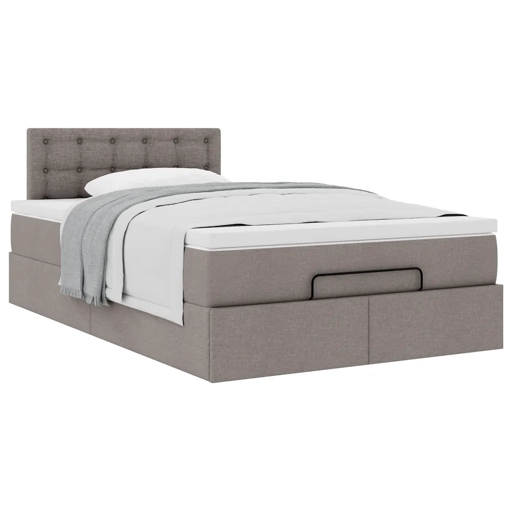 Struttura Letto Pouf con Materasso Tortora 120x190 cm Tessuto 3311612