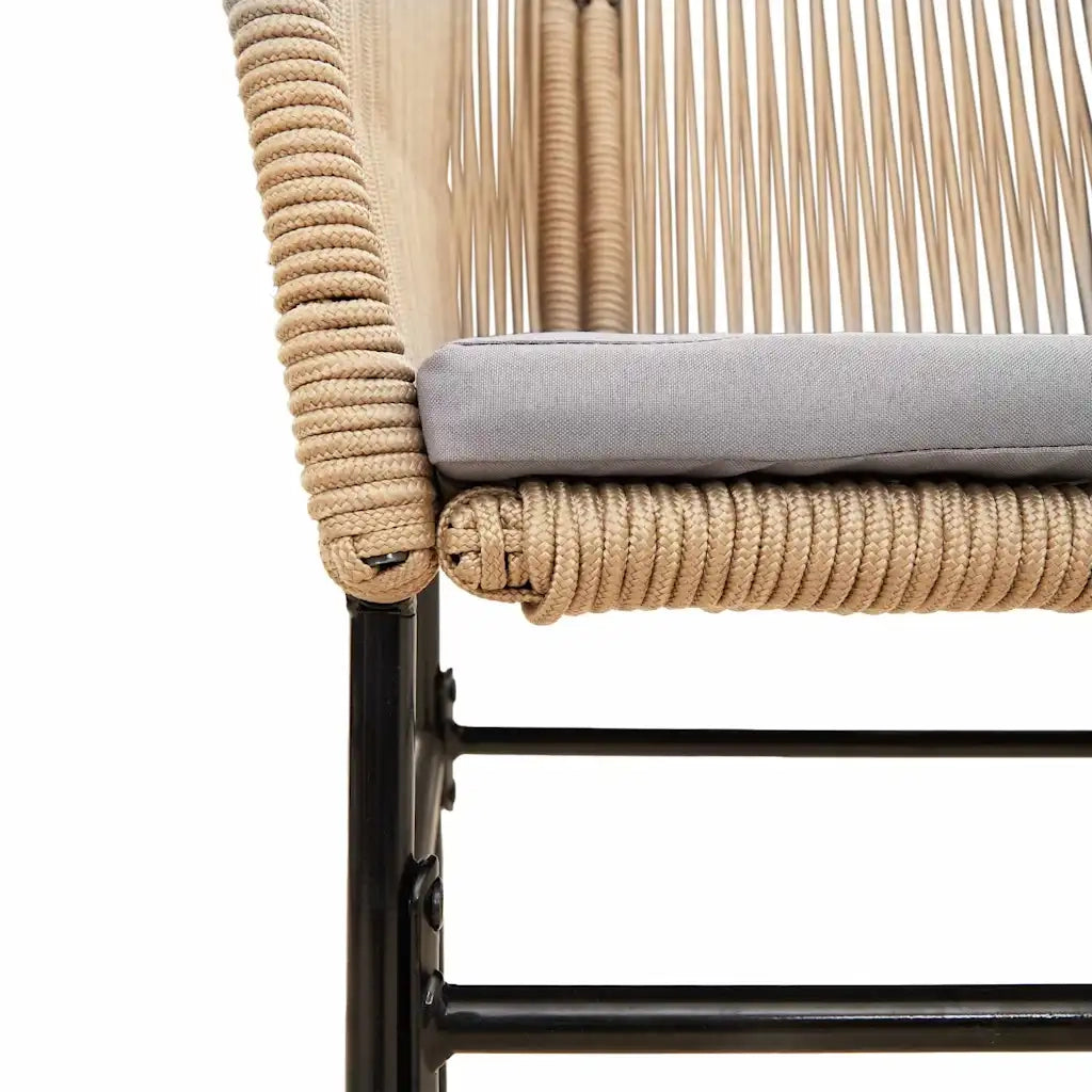 Set da Pranzo da Giardino 5pz con Cuscini Polyrattan Vetro 3334522
