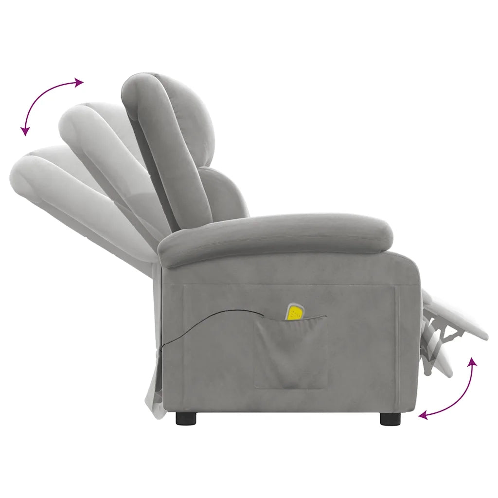 Poltrona Massaggiante Grigio Chiaro in Velluto 342410