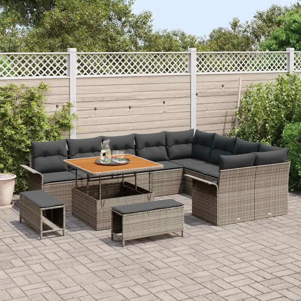 Set Divano da Giardino con cuscino con cuscino 12 pcs Grigio