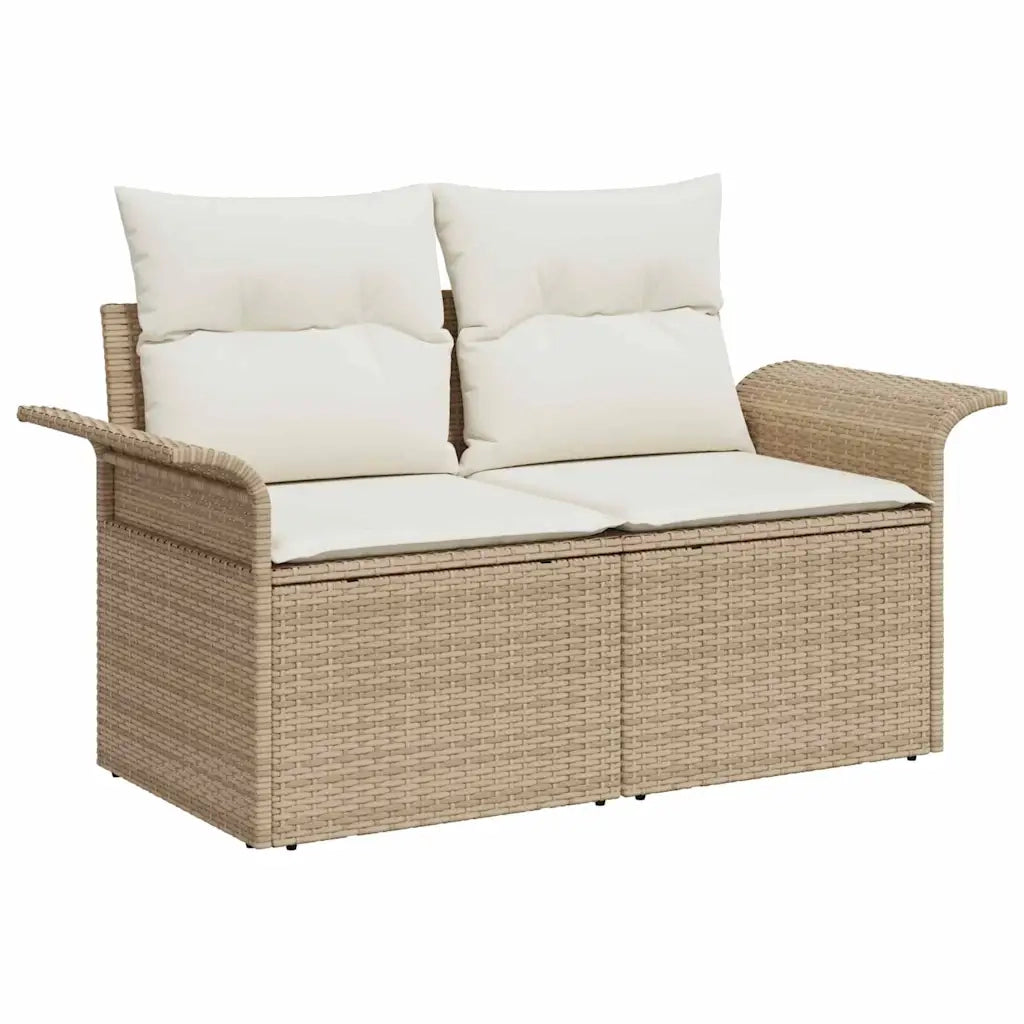 Set Divano da Giardino con cuscino 10 pcs Beige polyrattan
