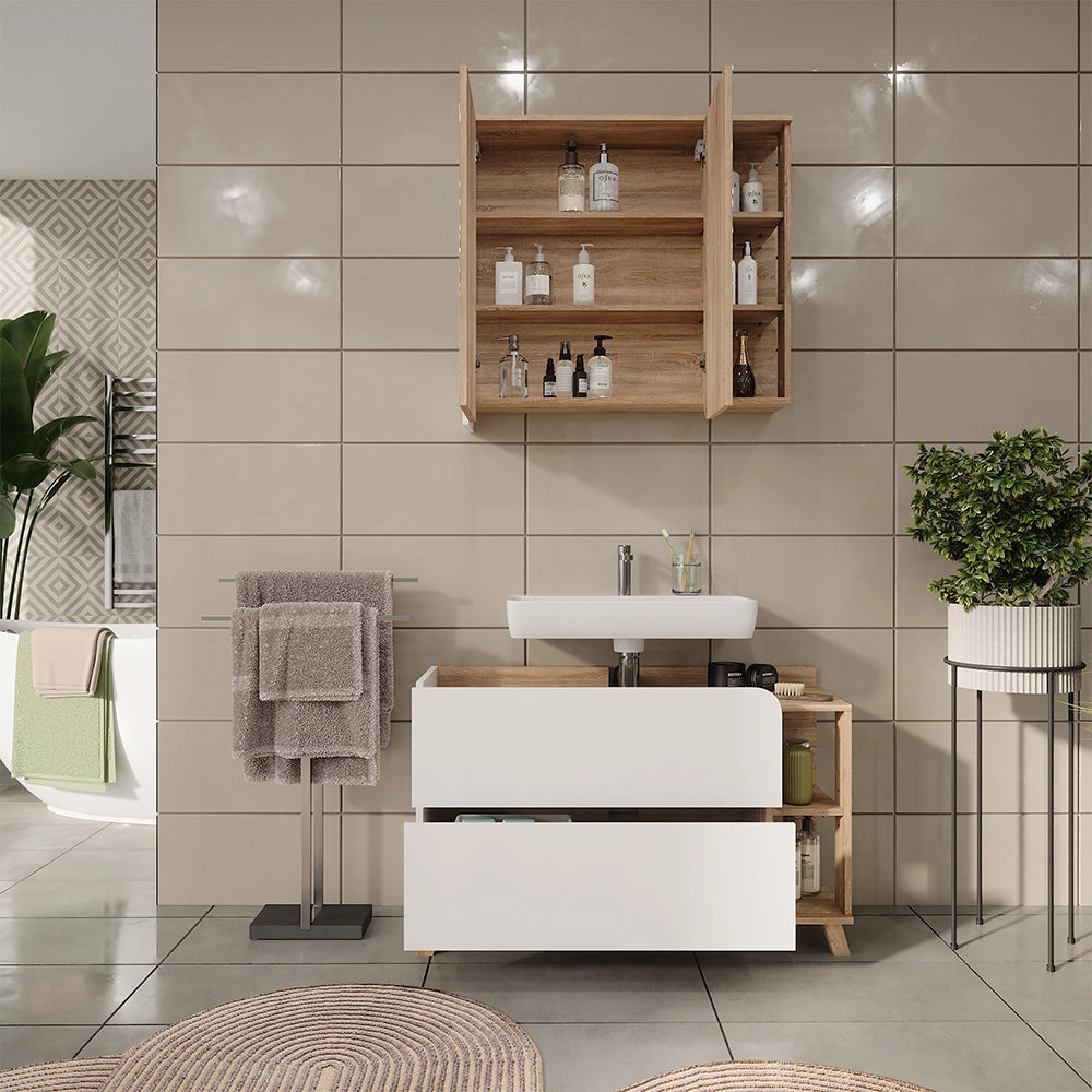 Vicco Set di mobili da bagno Sonoma/Bianco 2 parti