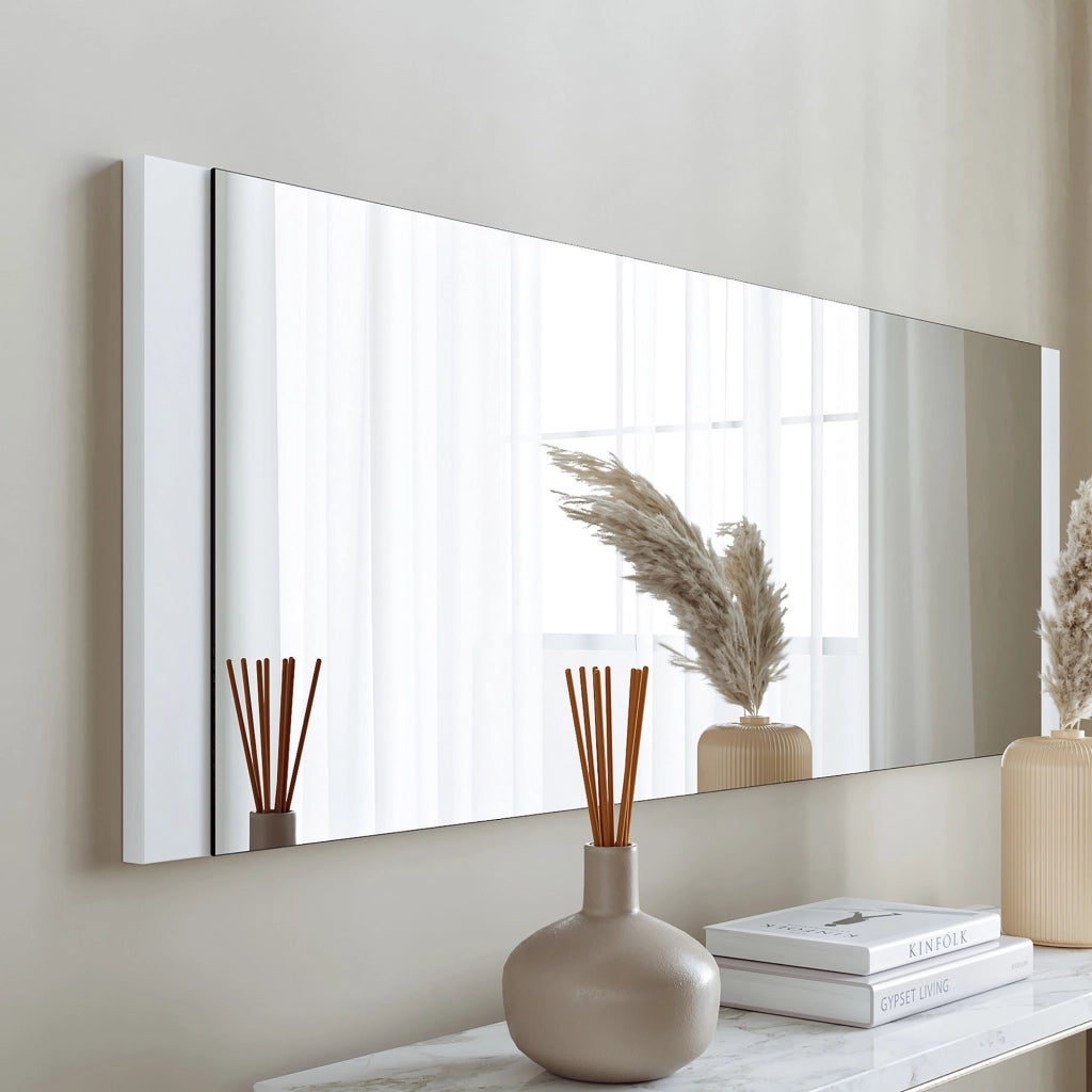 Cengio, Specchio Forma Rettangolare, 120x40h cm Bianco