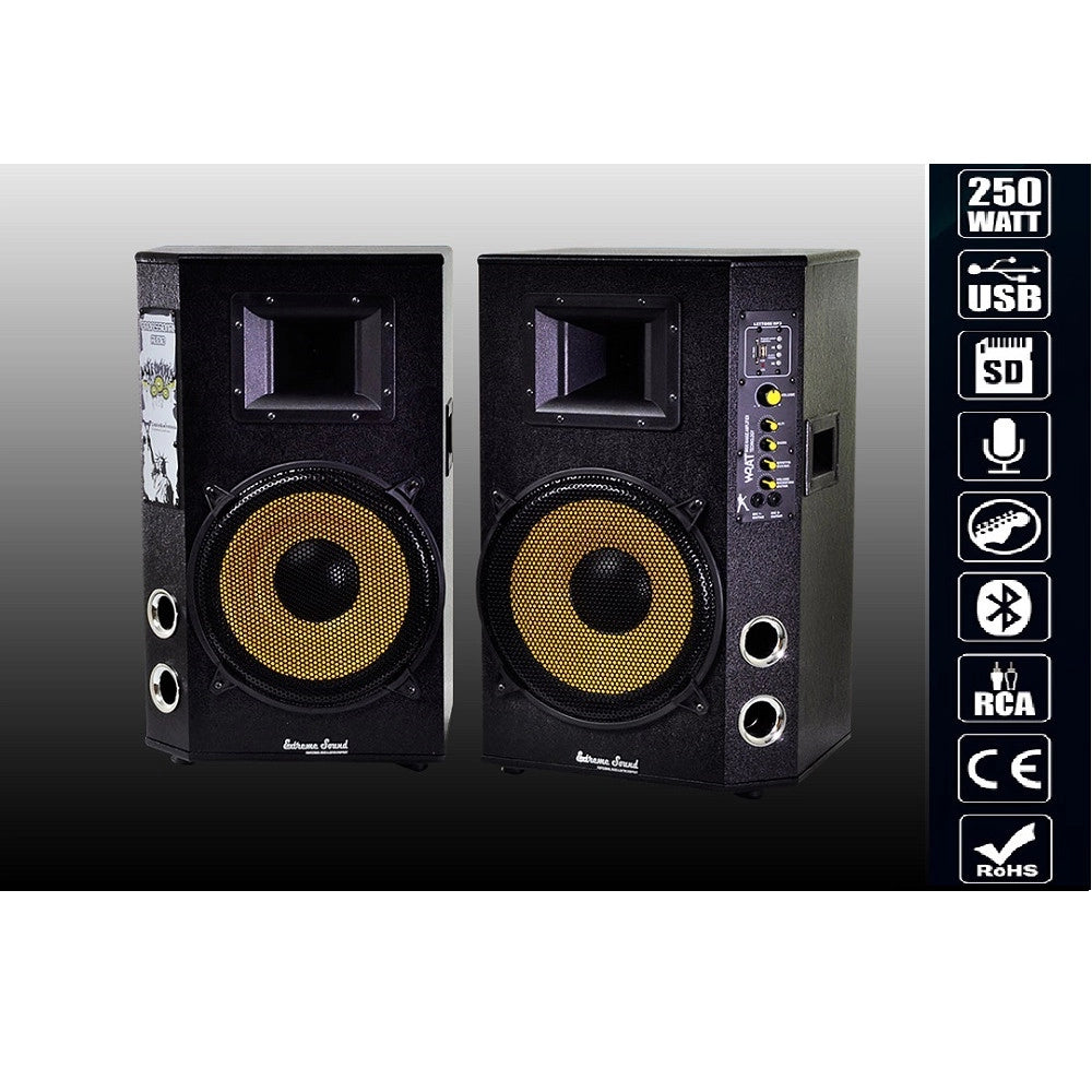 Trade Shop - Coppia Casse Audio Usb Bluetooth Per Karaoke Dj Extreme Sound Maxtech Cx-2s10u-b -