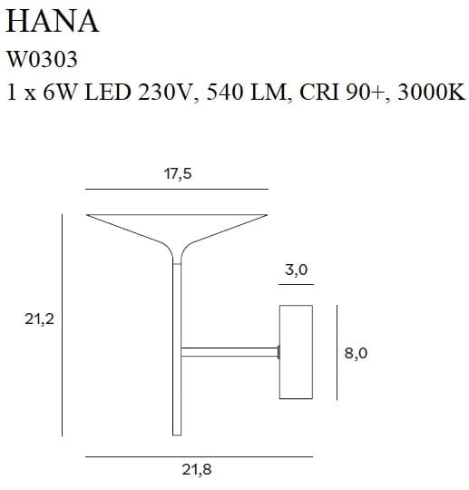 Applique HANA rotonda minimal nera LED 6W 3000K Maxlight