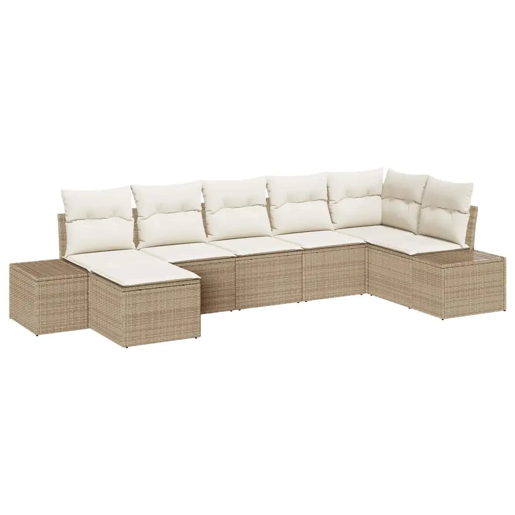 Set Divano da Giardino con cuscino 7 pcs Beige polyrattan 3355820