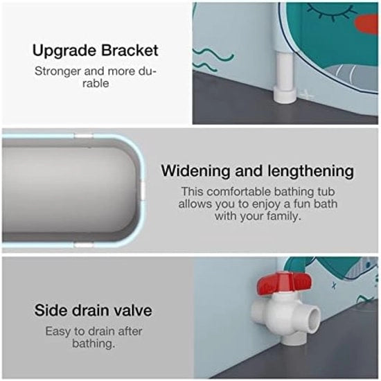 Badiera portatile pieghevole, grande vasca per la famiglia SPA, vasca di assorbimento, zona doccia, vasca per adulti ecocompatibile (140 cm)