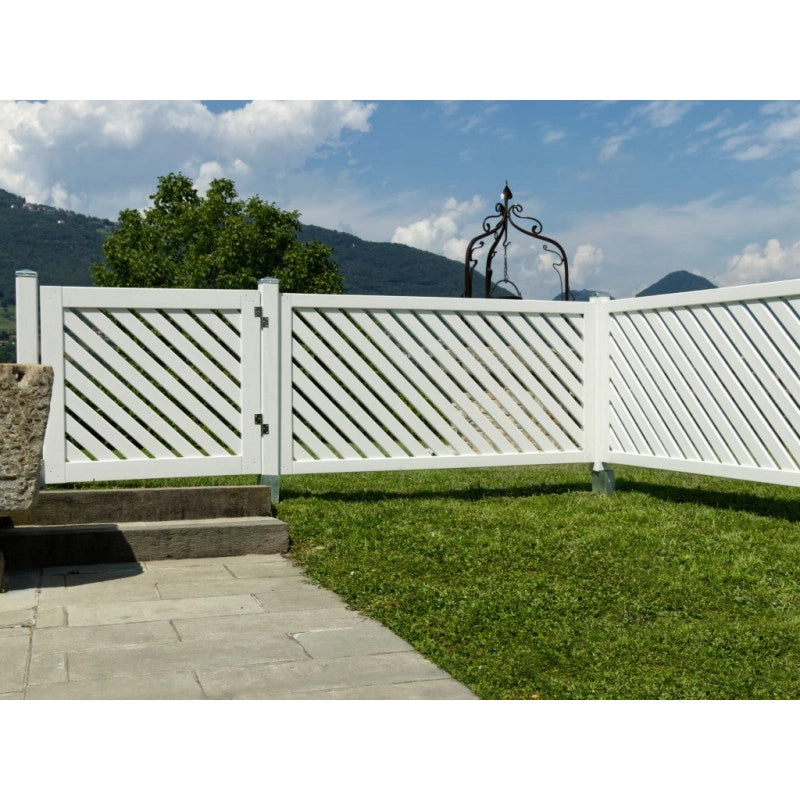 Cancello giardino in legno bianco 2 pezzi totali, dimensioni 100x90 cm per recinzione esterna - Esterni da Vivere