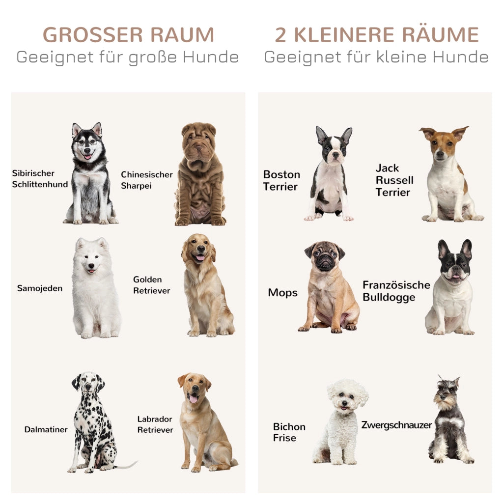 Gabbia per cani con 2 porte ¨C Xylo ¨C design rustico, bloccabile, marrone