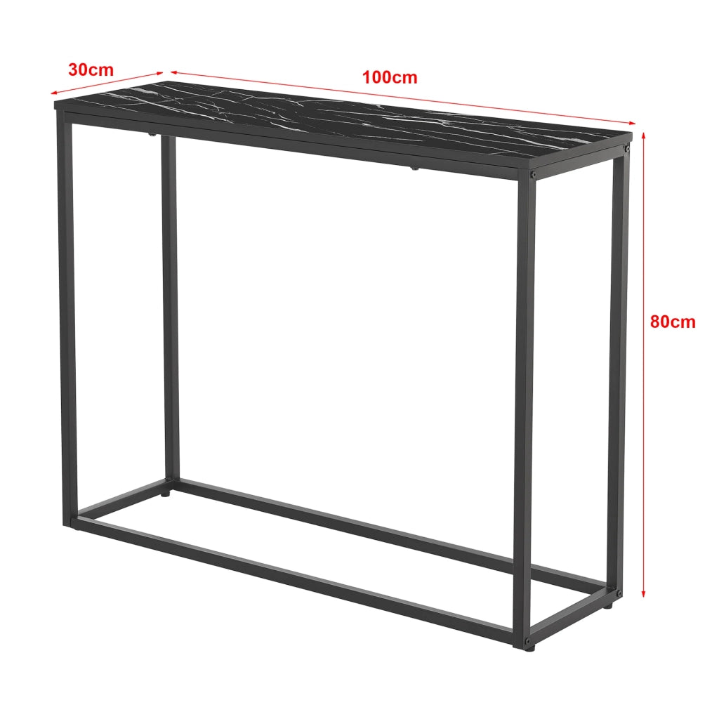 Tavolo consolle 80 x 100 x 30 cm nero e effetto marmo 03_0008574