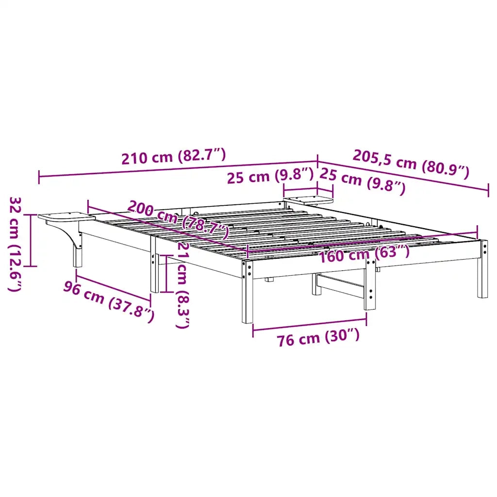 Struttura del letto Marrone cerato 160 x 200 cm Pino massello 873183