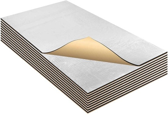 Materiale di isolamento acustico a fibra di vetro 10 pezzi - autoadesivo - idrorepellente - spessore 10mm - 0.49m² di copertura - geluiddempingmateriaal