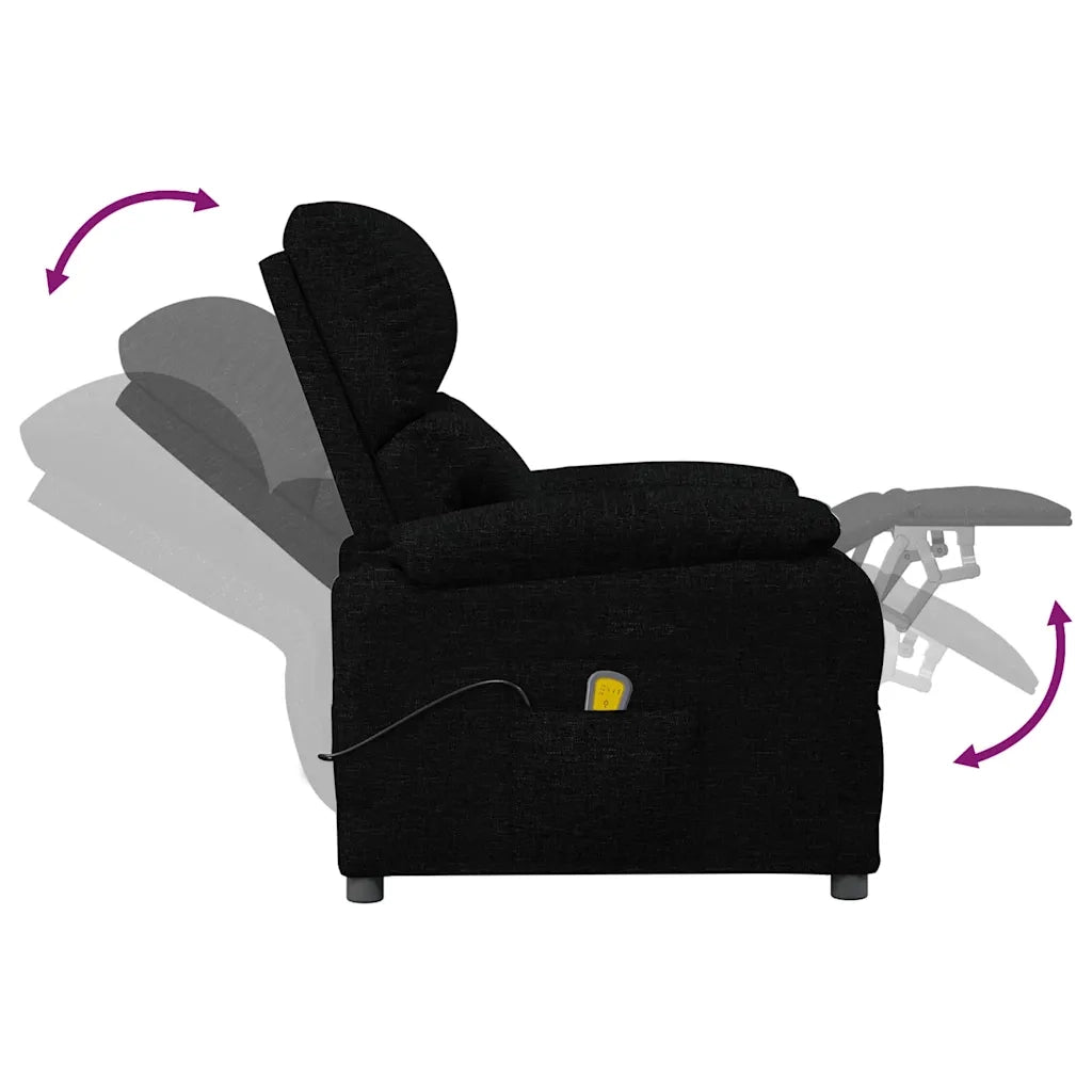 Poltrona Massaggiante | Sedia Relax Reclinabile Nera in Tessuto