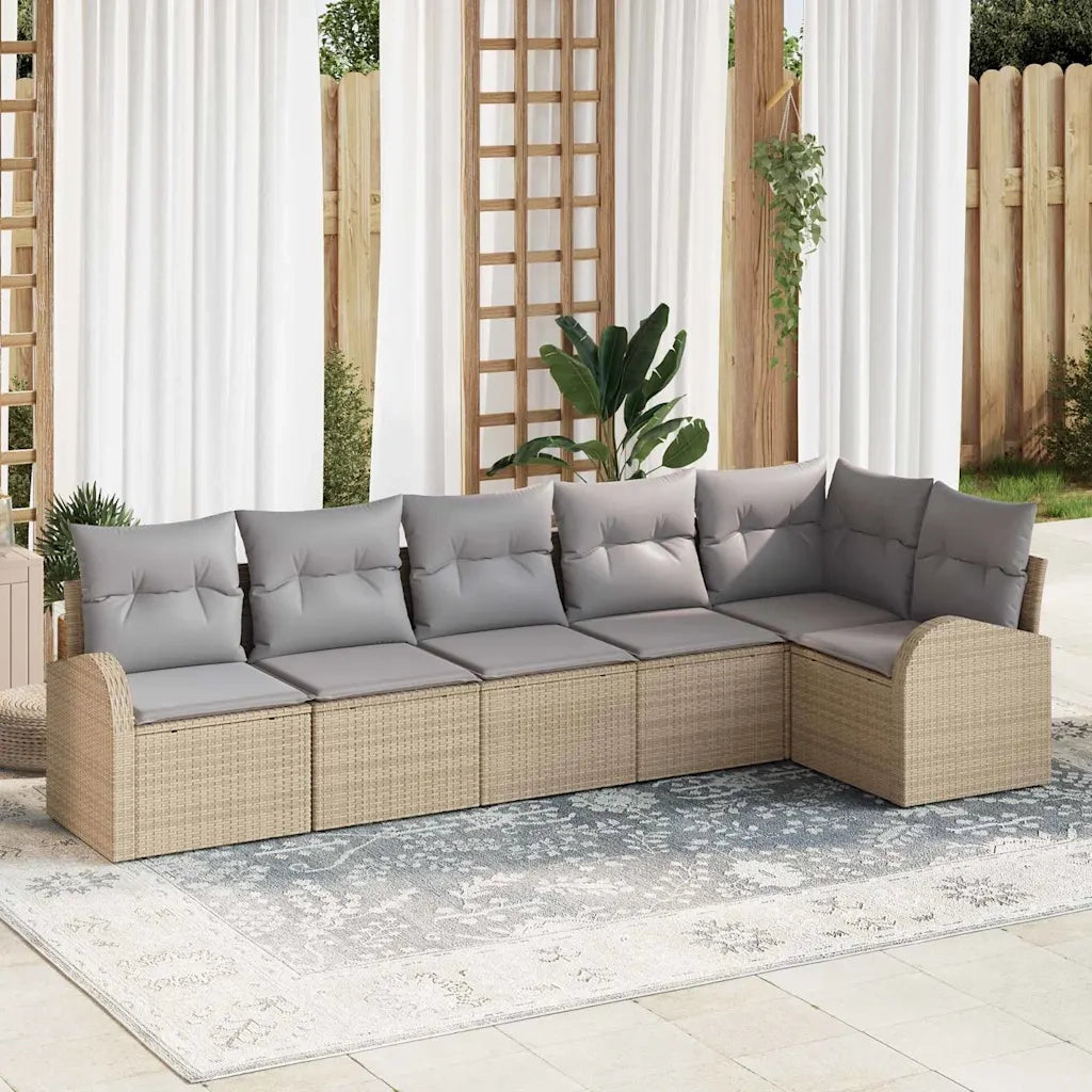 Set Divano da Giardino 6 pcs Beige e Grigio Chiaro polyrattan 3354729