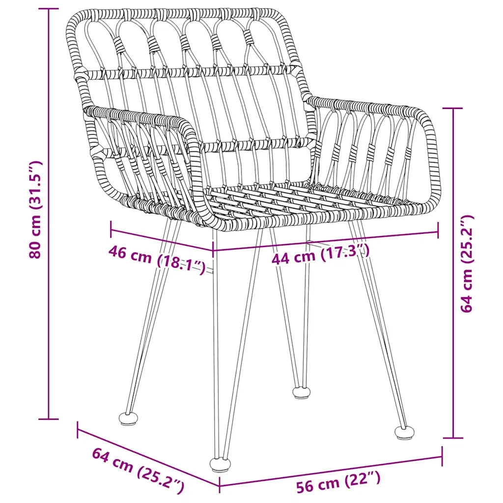 Set da Pranzo per Giardino 9 pcs Marrone 3379183