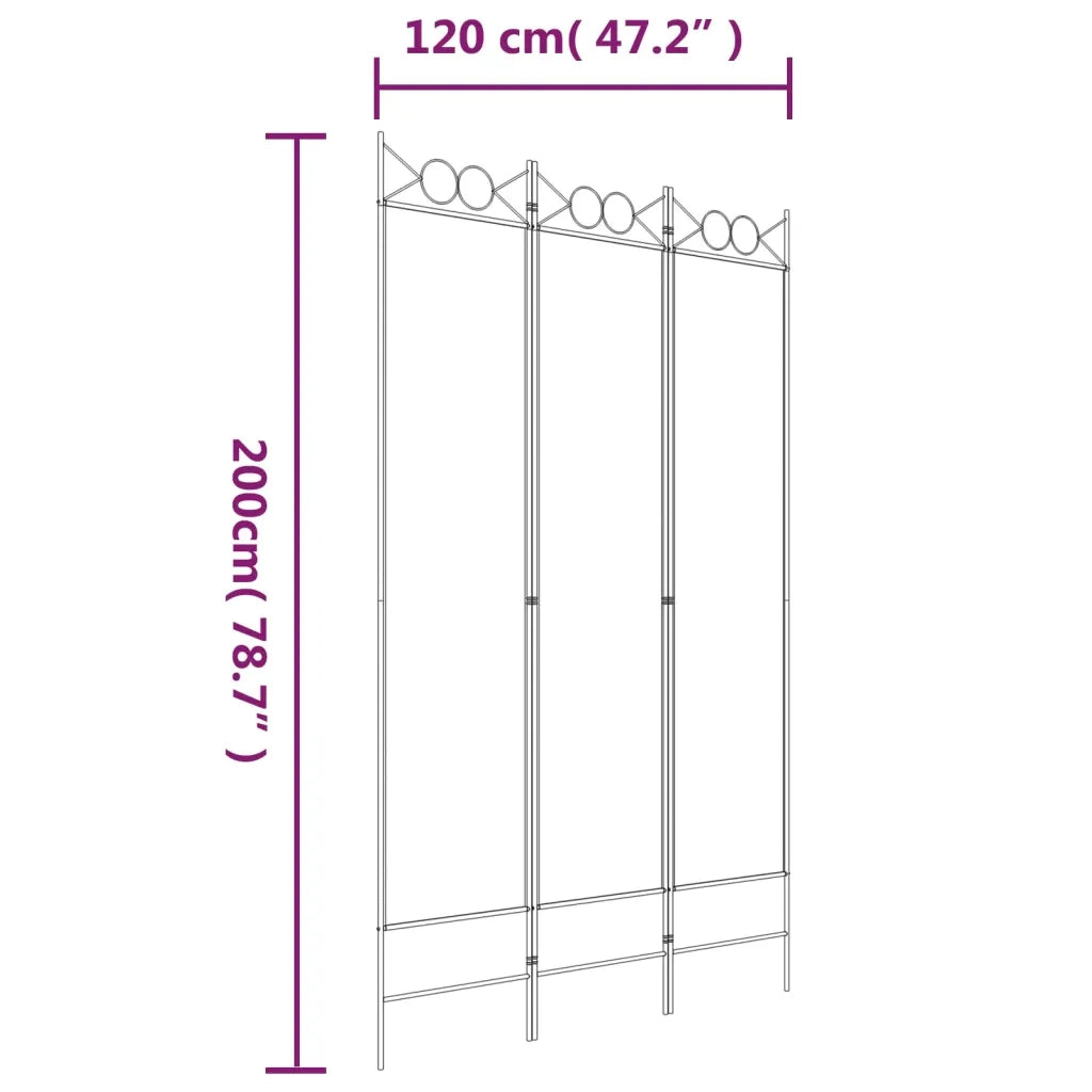 Divisorio a 3 Pannelli Marrone 120x200 cm in Tessuto 350147