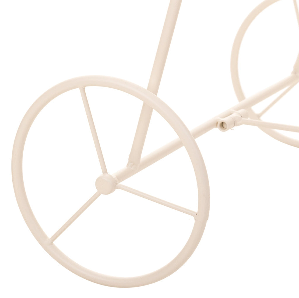 Carrello a 3 ripiani per pentole in ferro battuto bianco 40x34x76