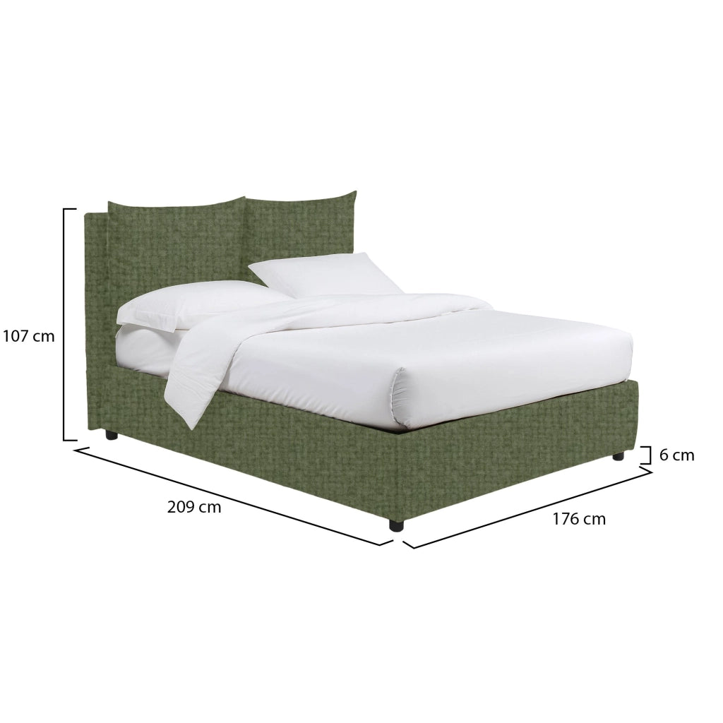 Liskeard, Letto Matrimoniale Sfoderabile Made in Italy, Verde