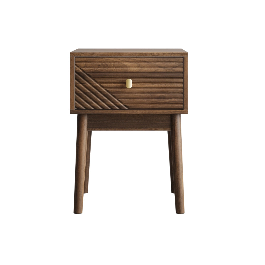 Comodino moderno in noce con 2 cassetti, 40 x 40 x 55 cm
