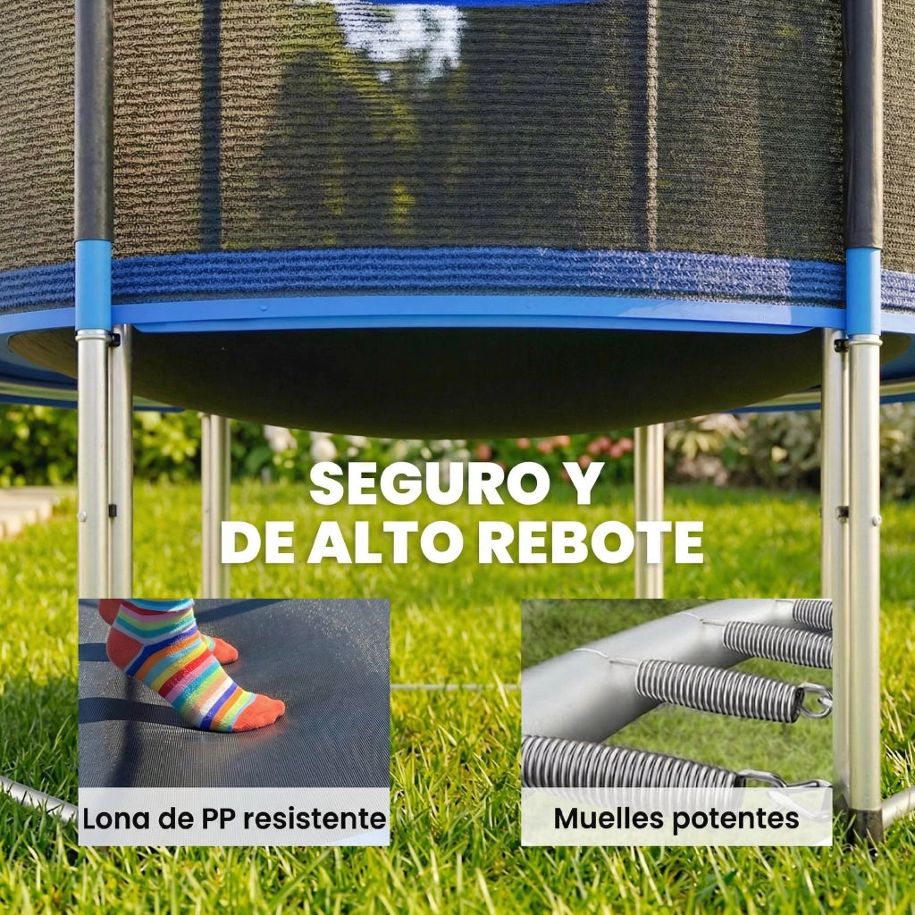 Trampolino elastico da giardino ?183 cm ¨C Xylo ¨C con rete di sicurezza, scala e cuscinetti molle blu