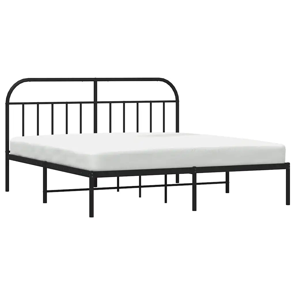 Letto matrimoniale | Letto per adulti | Giroletto con Testiera in Metallo Nero 183x213 cm