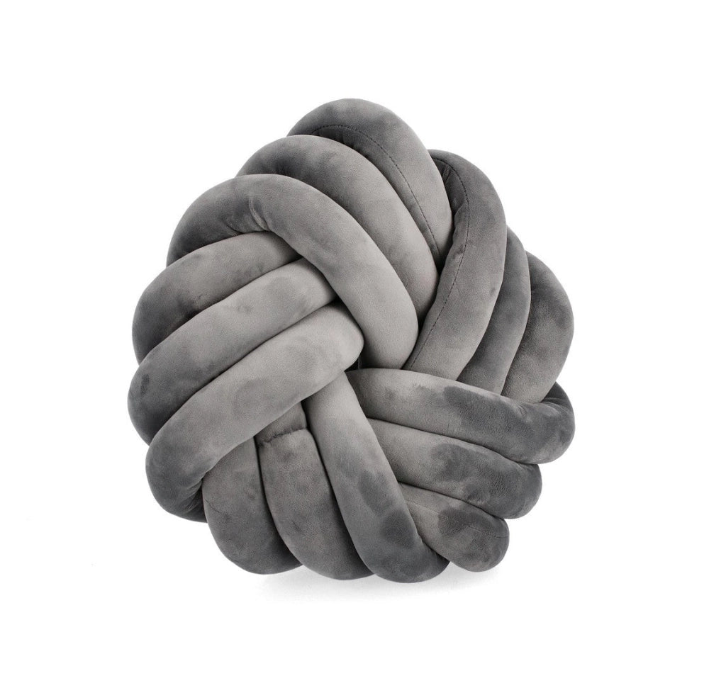 Set di 4 Cuscini Rotondi a Nodo in Velluto Avorio Ø38 cm - KRISH