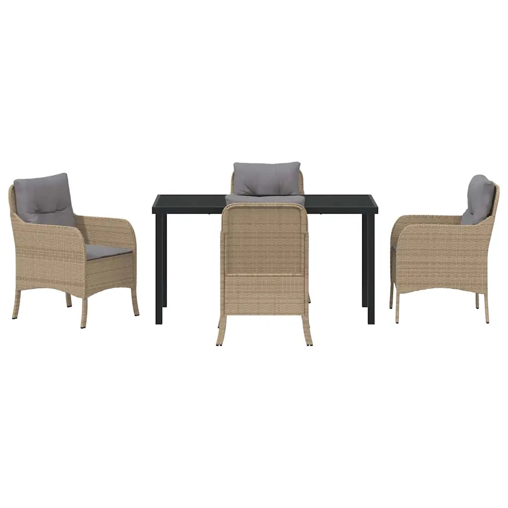 Set da Pranzo per Giardino con cuscino 5 pcs Beige polyrattan 3380178