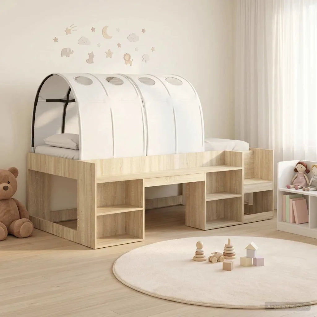 Letto con Tunnel con lo scaffale 3 pz Rovere Sonoma e Bianco 3423641