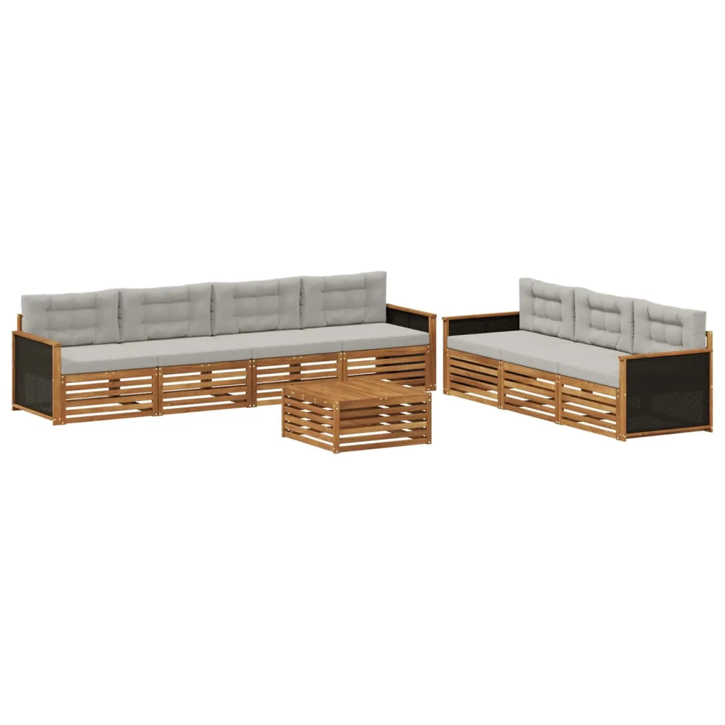 Set di divani da esterno 8 pz Naturale e Grigio Chiaro 3383104