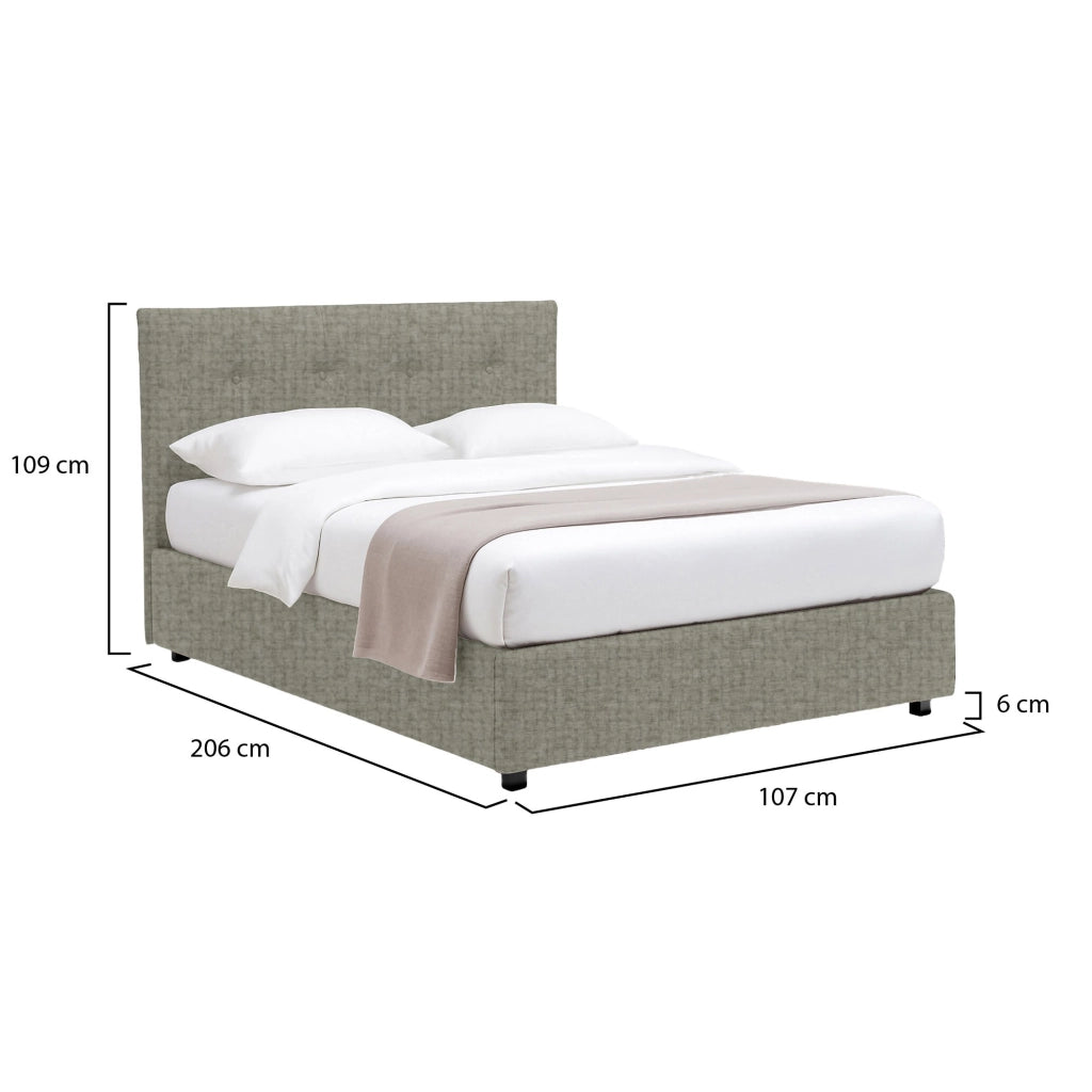 Ripon, Letto Singolo Sfoderabile Made in Italy, Grigio